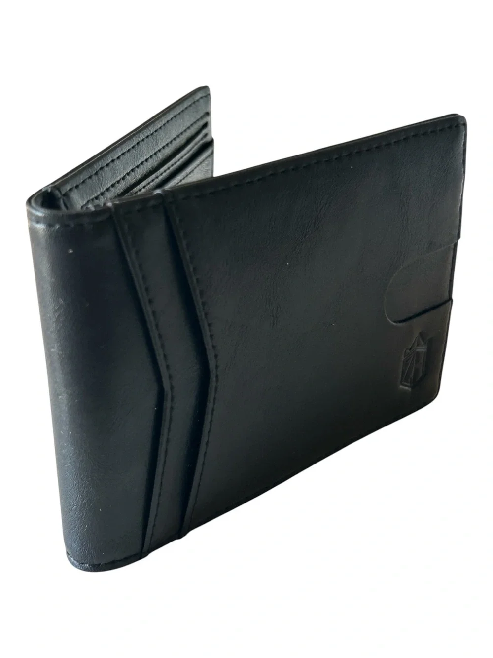 Slim Black Leather Money Clip Card Wallet - Minimal Men's Accessory